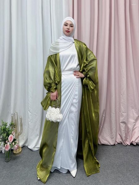 Abbigliamento etnico Estate Cardigan musulmano Top Abaya Ramadan Turchia Abito caftano Servizio di culto arabo Femme Musulmane Abiti di protezione solare
