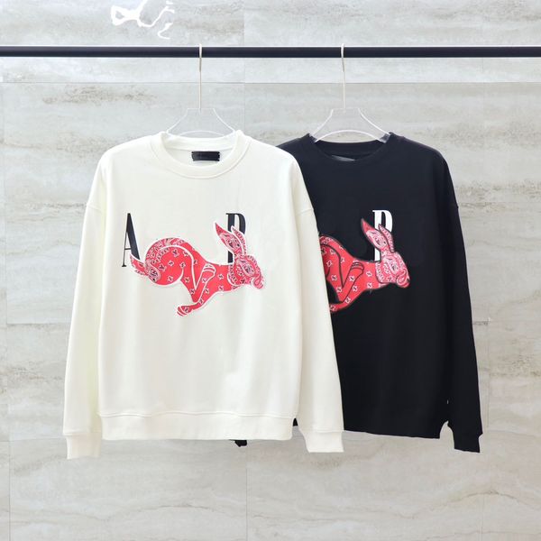 Tasarımcı Lüks Polar Moda High Street Pamuklu Sweatshirt Pullover Hoodie Nefes Alabilir Erkekler ve Kadın Tavşan Baskı Gündelik Hoodie