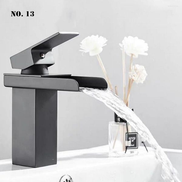 Rubinetti per lavandino del bagno Rubinetto per lavabo in acciaio inossidabile 304 Lavelli per vasi di vanità Miscelatore Miscelatore a cascata d'acqua monocomando 6 Tipo