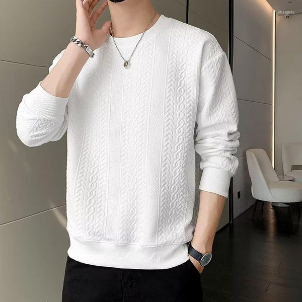 Erkek Hoodies Sonbahar Sweatshirt Koreli Sıradan 3D Stripe Uzun Kollu T-Shirt High Street Harajuku Moda Giyim S 2023