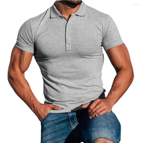 Camicie casual da uomo Fashion Solid Causal Polo 2023 Summer Button T-shirt maschile in puro colore a maniche corte Slim Streetwear