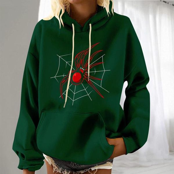 Kadın Sweaters Büyük Boy Hoodie Sweatshirt Kadınlar Cadılar Bayramı Baskılı Sonbahar/Kış Süvarisi Gevşek Külot Büyük Kolej Sweatshirt Bayanlar