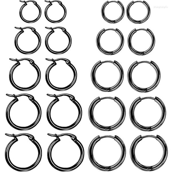 Серьги-кольца 1/5/10 пар, женские черные маленькие и большие комплекты для объятий для девочек, простой модный стиль, украшения для хряща