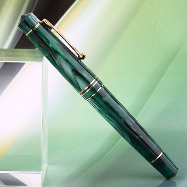 Fountain Pens Majohn M800 Reçine Fountain Pen Renkli Akrilik Altın Klipli Yaldızlı İnce Nib F/0.5mm Yazma Okul Kırtasiye Hediye Ofis Malzemeleri 230906