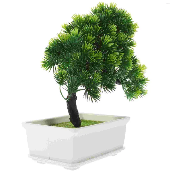 Fiori decorativi simulati in vaso Bonsai albero simulazione resina pino piante finte statua da tavolo falso Pp Decor ornamento domestico artificiale