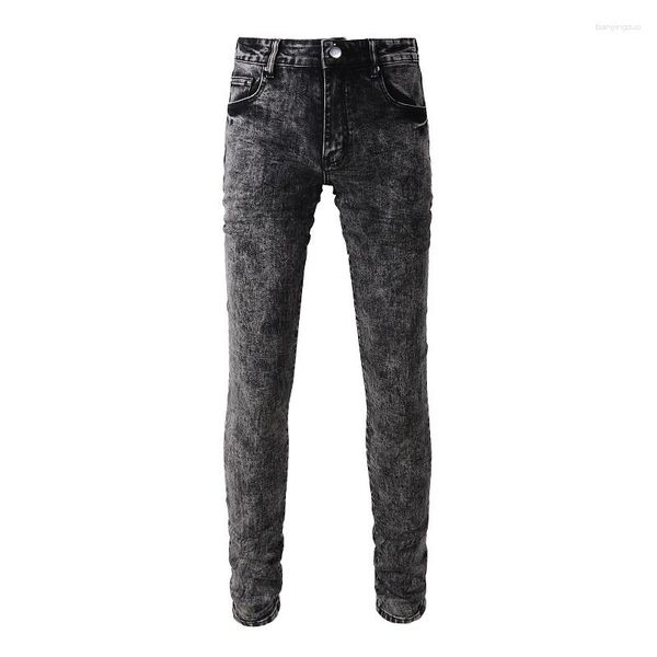 Jeans da uomo Uomo Denim elasticizzato grigio fumo Streetwear Pantaloni a matita affusolati skinny Pantaloni lavati con neve di alta qualità