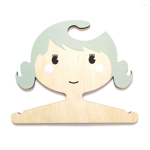 Grucce 5 pezzi Mori Appendiabiti a forma di ragazza in legno Stile nordico Creativo Casa Camera dei bambini Appendiabiti per bambini (Verde)