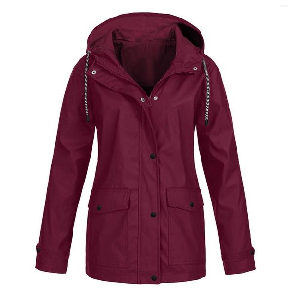 Jaquetas femininas Mulheres Solid Stripe Jacket Outdoor Plus Impermeável Capa de Chuva À Prova de Vento Portátil Capa e Braços para Caminhadas Caça Escalada