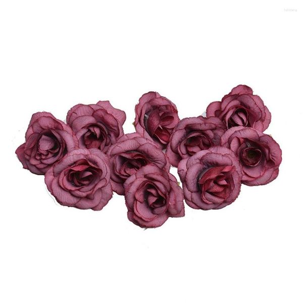 Fiori decorativi 50 pezzi realistici di rose finte riutilizzabili floreali fai da te testa di fiore artificiale panno per feste nuziali mini decorazione di nozze portatile