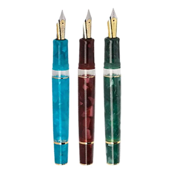 Canetas tinteiro Hongdian N1S caneta-tinteiro pistão caneta acrílica caligrafia requintado material de escritório escolar canetas retrô 0.5mm EF nib AZUL VERMELHO verde 230906