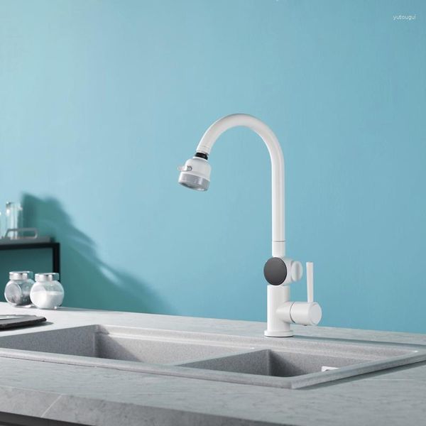 Rubinetti da cucina AZOS Display digitale rubinetto per lavabo monoforo bagno maniglia singola per lavabo bianco