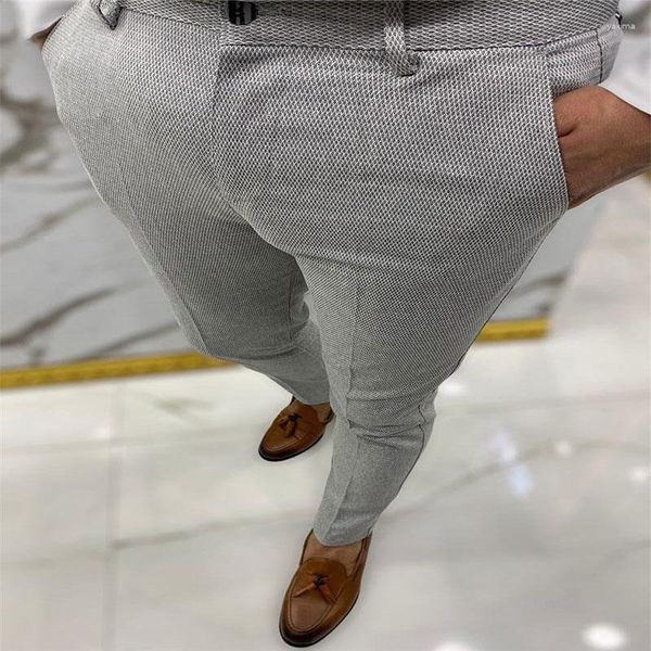 Erkekler Pantolon Leisure Mens Suit Pantolon Sonbahar Vintage Düz Renk İnce Fit Kalem Erkek Sokak Giyim Moda Sıska Streç sıkı Pantolon