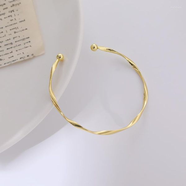 Bracciale rigido coreano modello twist semplice braccialetto alla moda braccialetti per donna placcato in oro