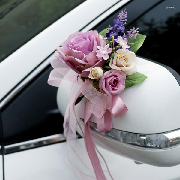 Flores decorativas casamento carro flor decoração rosa borboleta romântica