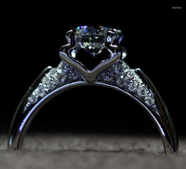 Anéis de cluster tamanho 4-10 2023 e venda princesa marca jóias 925 prata esterlina 1ct branco cz simulado pedras anel de banda de casamento presente