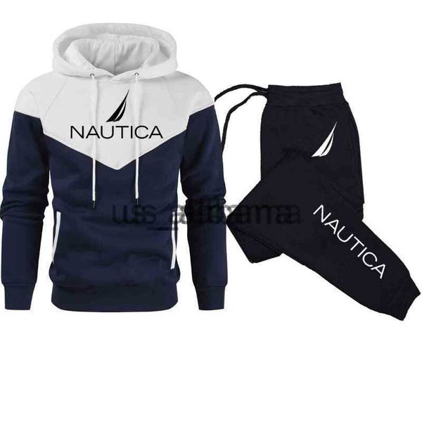 Мужские спортивные костюмы NAUTICA Новая мода мужской спортивный костюм с капюшоном Одежда для фитнеса и спортзала Мужской костюм для бега Спортивный костюм Jogger Зимний спортивный костюм x0907