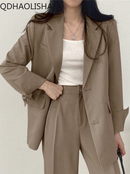 Mulheres ternos blazers misturas jaqueta primavera em outerwears roupas coreanas temperamento mulheres blazer fino para mulheres tops calças roupas 230906