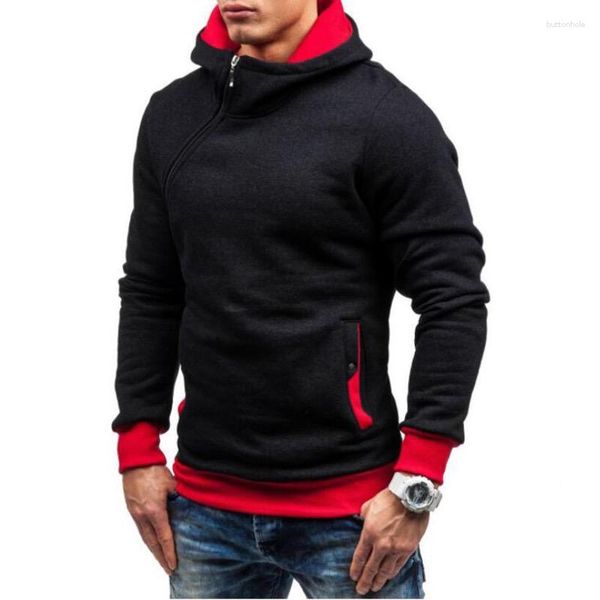 Erkek Hoodies Sonbahar ve Kış Kapüşonlu Sweater Külot Diagonal Fermuar Çok Renk