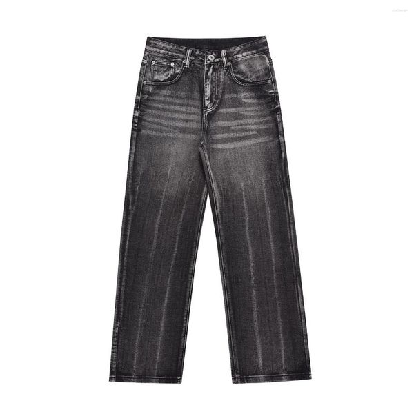 Jeans da uomo LACIBLE Grano Lavato 2023 Design Nero Casual Autunno Inverno Vintage Uomo Donna Pantaloni con tasche multiple