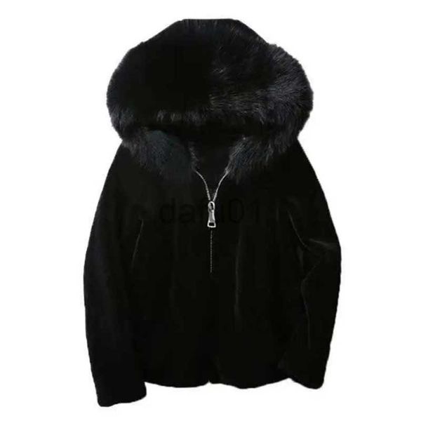 Pelliccia da donna Pelliccia sintetica Primavera Autunno Lmitation Cappotto di pelliccia Donna 2023 Nuova giacca con collo di pelliccia con cappuccio Colore puro Capispalla allentato Moda Top corto Donna x0907