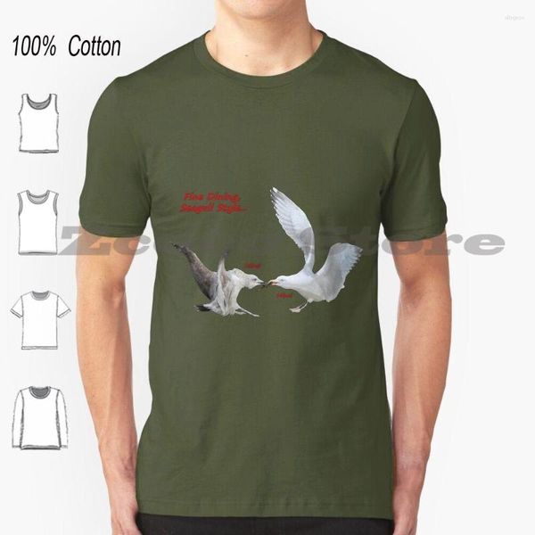 T-shirt da uomo Fine Dining Seagull Style... T-shirt in cotone per uomo e donna, morbida e alla moda, cibo per uccelli, umorismo, gabbiani, stelle marine