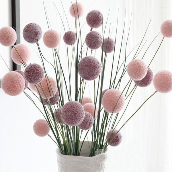 Декоративные цветы 5 шт./лот, длина 75 см, искусственный пол из пенополиэтилена, флокированный цветочный шар, 5 см, трава, свадебный цветочный декор, резина
