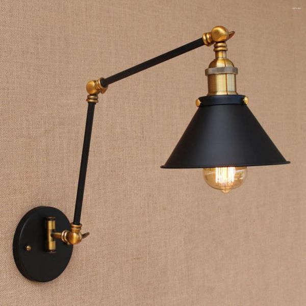 Lampada da parete retrò vintage regolabile con braccio oscillante lungo Edison Loft stile industriale applique applique a LED