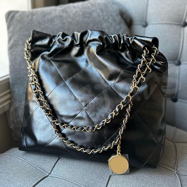 Designer-Tasche Spiegel 22 Handtasche Damen Kette glänzendes Leder Umhängetasche Perlengeldbörse Gold Metall verziert Damenhandtaschen Umhängetaschen Geldbörse