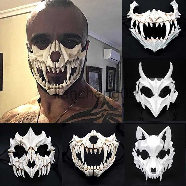 Máscaras de festa unisex japonês anime dragão deus esqueleto meia máscara facial cosplay animal esqueleto máscara unisex halloween carnaval festa adereços x0907