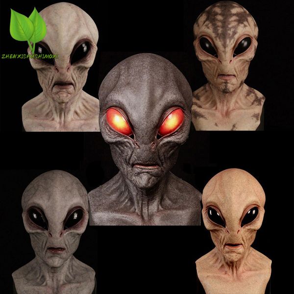 Máscaras de festa 1PC Máscara alienígena para adultos | Traje realista | Cabeça de cosplay assustadora | Máscara facial completa para festa bege serve para todos os fretes grátis 230906