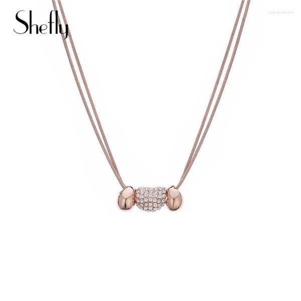 Anhänger Halsketten Statement Perle Kristall Anhänger Halskette Rose Gold Farbe Klar Schmuck Für Frauen Geschenke Collier Femme