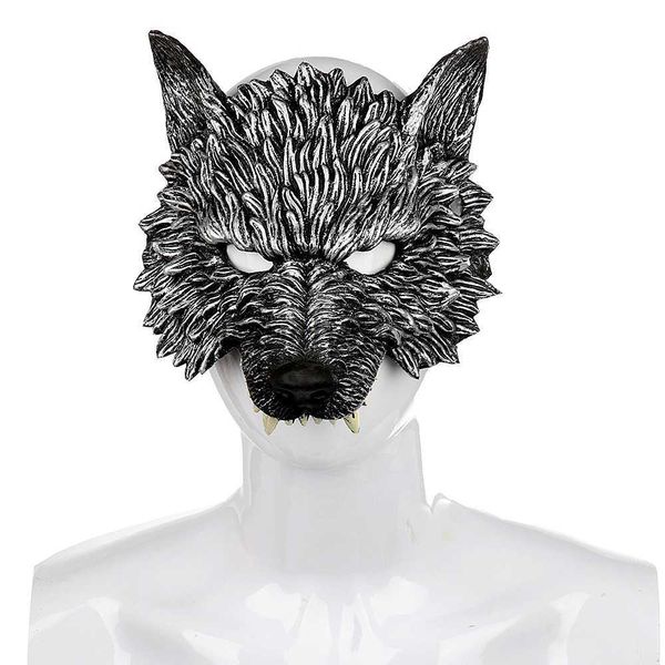 Maschere per feste Lupo mannaro Mezza maschera per schiuma PU realistica Animale Masquerade Costume cosplay di Halloween Puntelli di ripresa Decorazione fai da te x0907