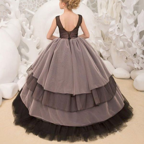 Mädchen Kleider Blumenmädchen Puffy Ärmellos Für Prinzessin Schulterfrei Große Schleife Dekoration Party Geburtstag Erstkommunion Kleid