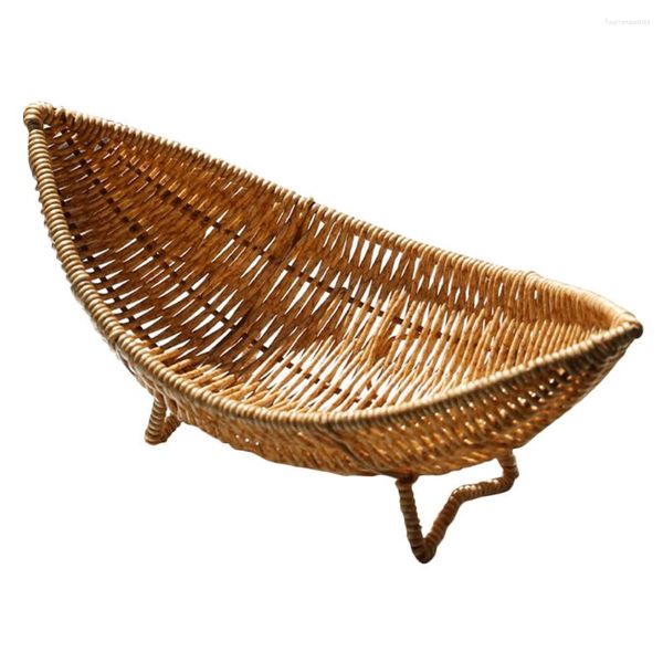 Teller, Rattan, Obstschale, Kunststofftabletts, gewebt, Korb für Kleinigkeiten, Gemüseaufbewahrung, Servieren von Brot, Küche