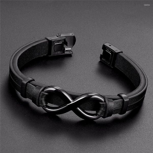 Charm Armbänder 8 Wörter Lederarmband Männer Hiphop Schmuck Mode Edelstahl Mutilayer Männliche Manschette Wrap Armreif Valentinstag Geschenk