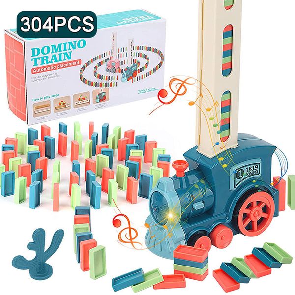 Blöcke Kinder Domino Zug Spielzeug Automatische Verlegung Elektroauto Bunte Dominosteine Set Ziegel Kits Lernspiele Kinder DIY 230907