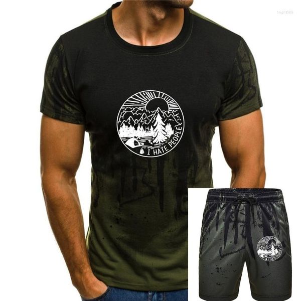 Camisetas masculinas Eu odeio pessoas adoram acampar camiseta engraçada camisa legal para homens cabidos algodão personalizado harajuku camisas