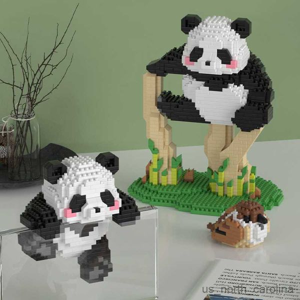Bloklar Sevimli Panda Yapı Blokları Set 3in1 Hayvan Modeli İnşaat Diy Oyuncaklar Çocuklar İçin Noel Hediyesi R230907