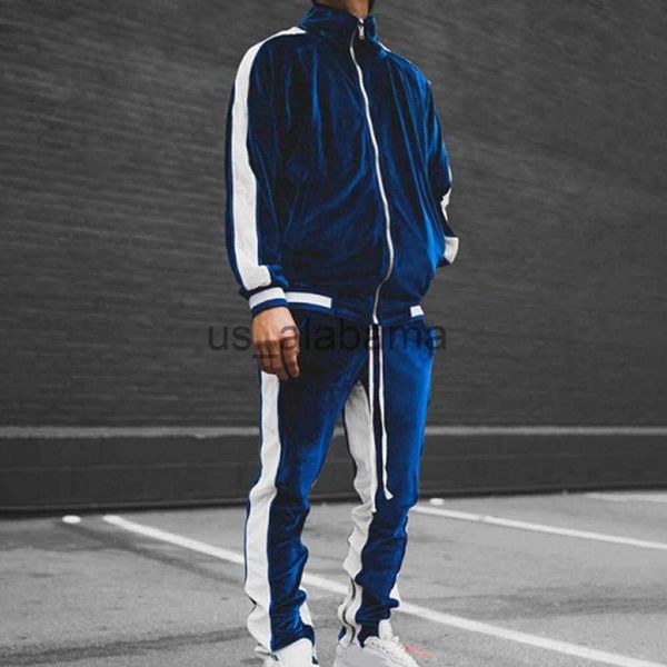 Tracksuits masculinos legal casaco simples sportswear macio manga longa esportes conjunto de duas peças zíper conjunto de duas peças terno para esportes x0907