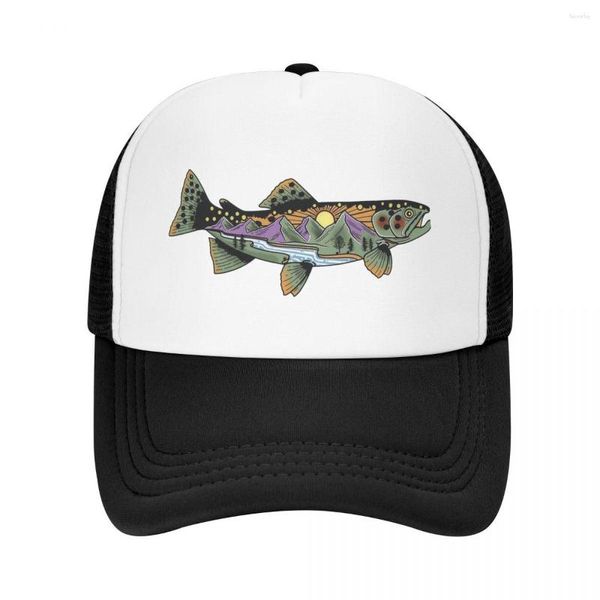 Berretti Cartoon Snake River Mountain Trout (2) Berretto da baseball Cappello estivo in rete traspirante Sport Protezione solare Cappellini da uomo