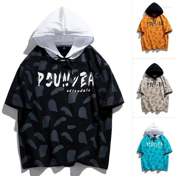 Herren Hoodies Sommer Sweatshirts Punk Stil Mode Harajuku Streetwear Print Männer Casual Kleidung Kurzarm