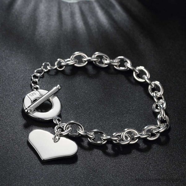 Charme pulseiras 925 prata esterlina coração charme pulseira feminino clássico temperamento moda presente de aniversário atacado jóias r230907