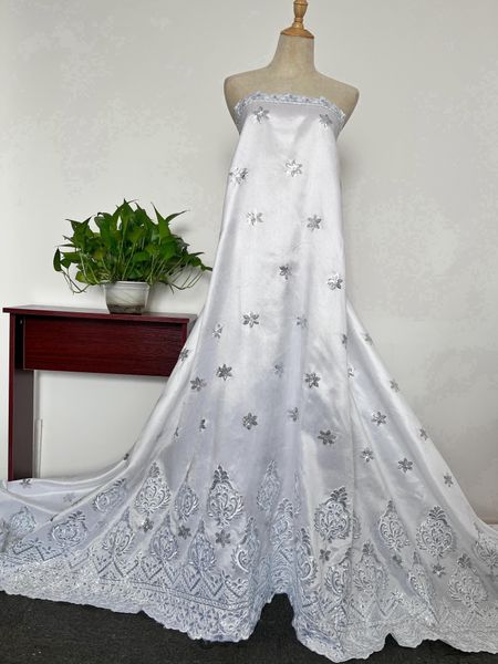 KY-3012 Branco George Lace Tecido Africano à Venda 2023 Alta Qualidade Costura Artesanal Vestidos de Casamento de Seda para Mulheres Ocasião Festa Nigeriano Novidades Outono