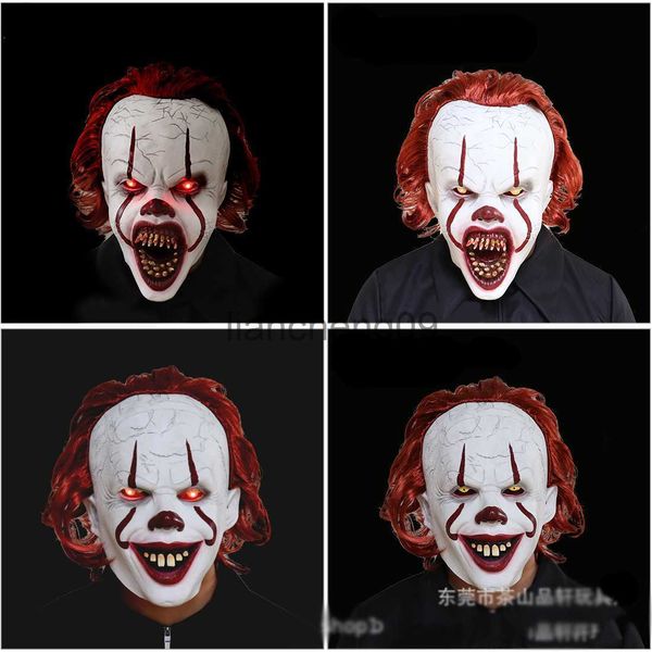 Party Masken Horror LED Clown Maske Halloween Maskerade Party Cosplay Prop Gruselige Rote Haare Clown Penny Wise Maske Verkleidung Kostüme Liefert x0907