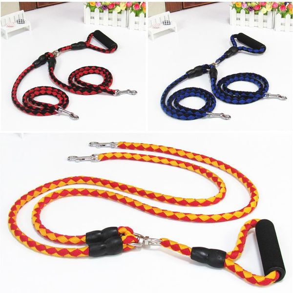 Hundehalsbänder WALK 2 Two DOGS Leine Koppler Seile Double Twin Lead Walking Long geflochtenes Nylon großes Geschirr