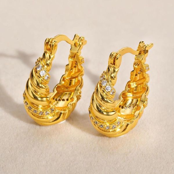 Creolen für Damen, Huggie-Ohrring, 14 Karat vergoldet, hypoallergen, eleganter Schmuck