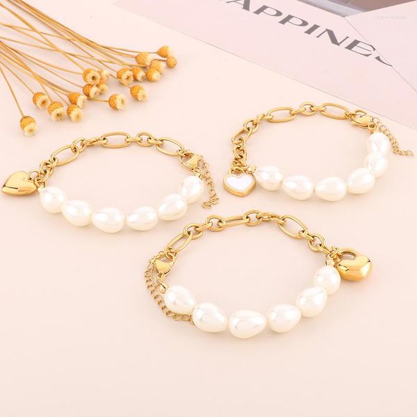 Charme Armbänder Romantische Herz Anhänger Für Frauen Shell Imitation Perle Perlen Kette Armreifen Schmuck Armband Geschenk