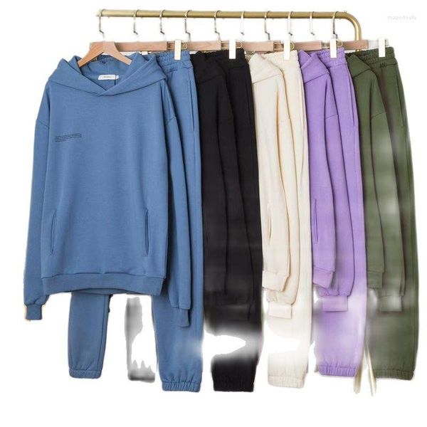 Felpe con cappuccio da donna 2023Puro cotone di alta qualità Autunno e inverno in pile Mantenere Felpe con cappuccio Pantaloni sportivi Donna Due pezzi Tute