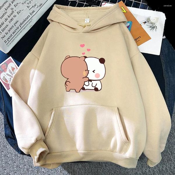 Hoodies femininos panda urso hoodie kawaii dos desenhos animados feminino/masculino moletom pandabear engraçado impressão pullovers animal gráfico manga longa