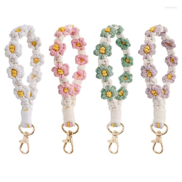 Portachiavi Boho Bracciale con fiori intrecciati a mano Portachiavi Portachiavi per zaino Portafoglio Ciondolo per auto Portachiavi Accessori per decorazioni Regali di gioielli